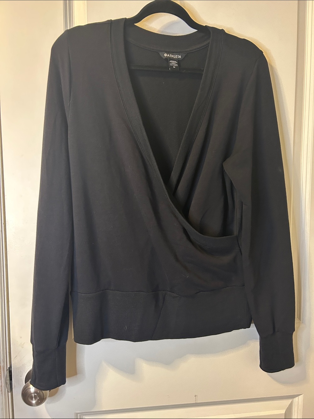 Athleta Black Wrap-Style Long Sleeve Sweater